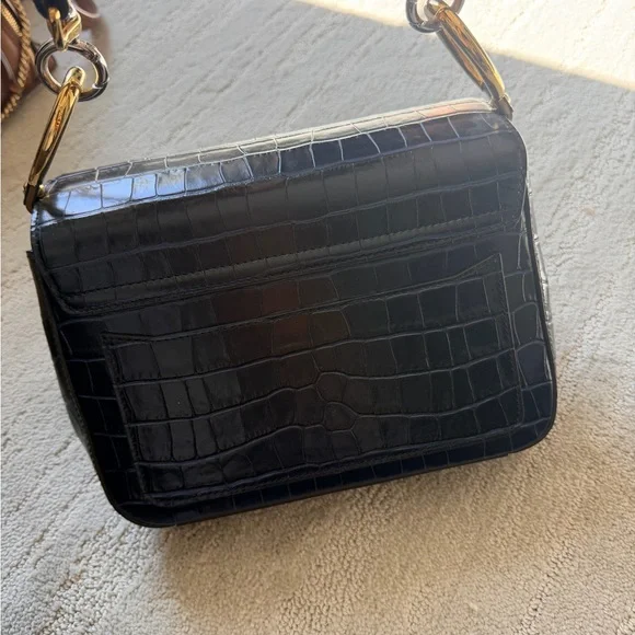 Chloé C crocodile-effect shoulder bag in Navy - Picture 7 of 7